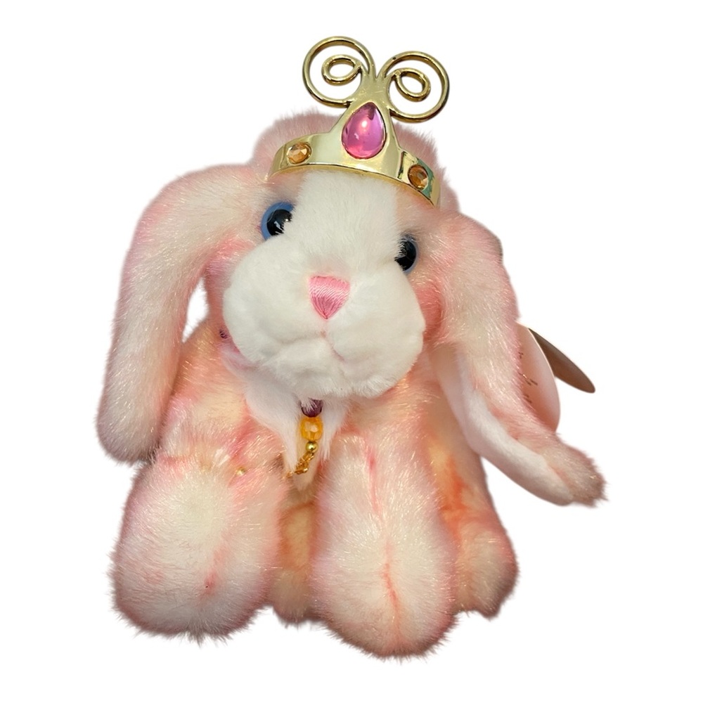 Vintage Aurora Flutterbunnies Pink Bunny 2001 Plush Wings Crown Gems Jewels NWT